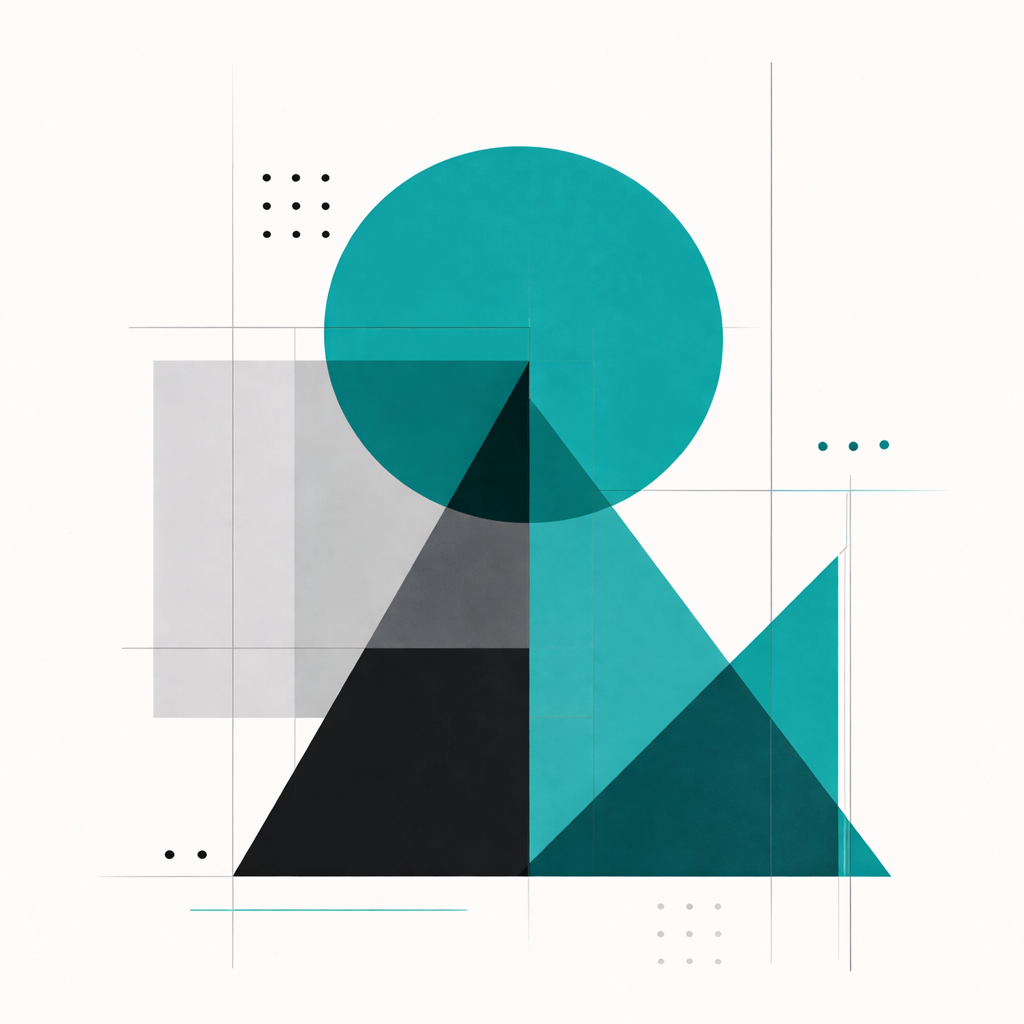 Geometrische Harmonie in Teal und Schwarz