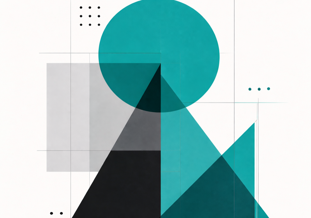 Geometrische Harmonie in Teal und Schwarz